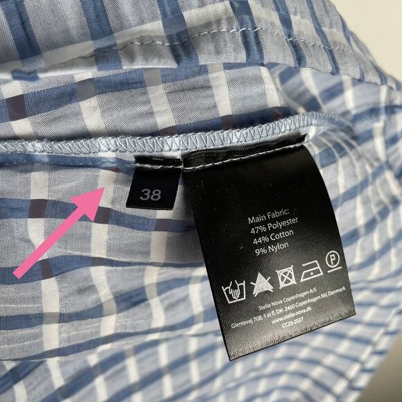 Anthropologie Stella Nova Penelope Smocked Blouse US 6 Blue Plaid Check Cutout - Picture 10 of 10